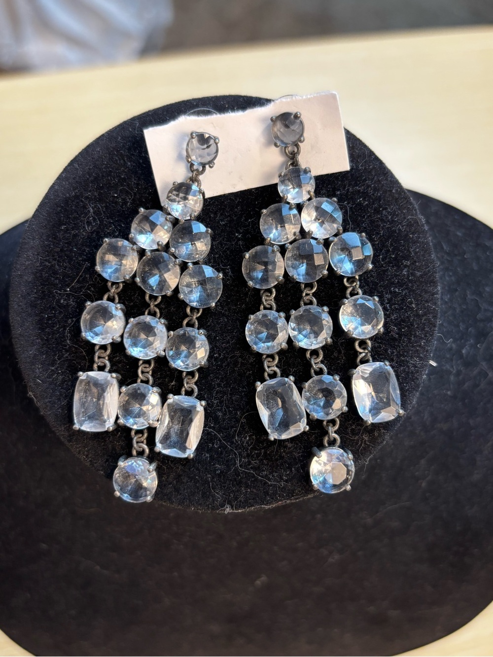 J.Crew Crystal Chandelier Statement Earrings Clear Rhinestone Tiered Drop Dangle